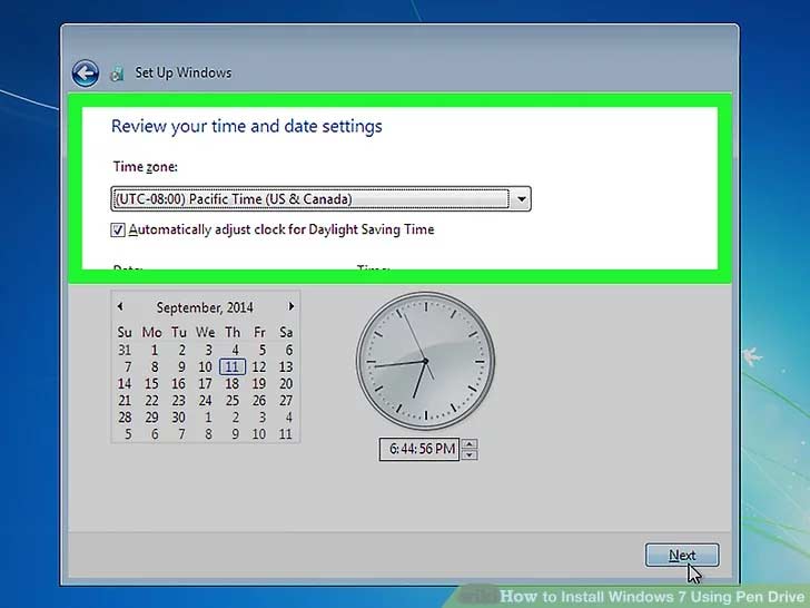 منطقه زمانی (Time Zone) را تنظیم کنید